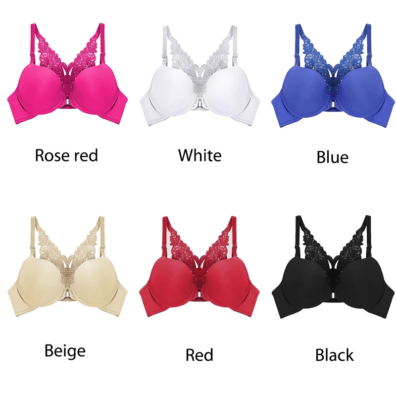 Сексуальный кружевной бюстгальтер для женщин с застежкой спереди пуш ап