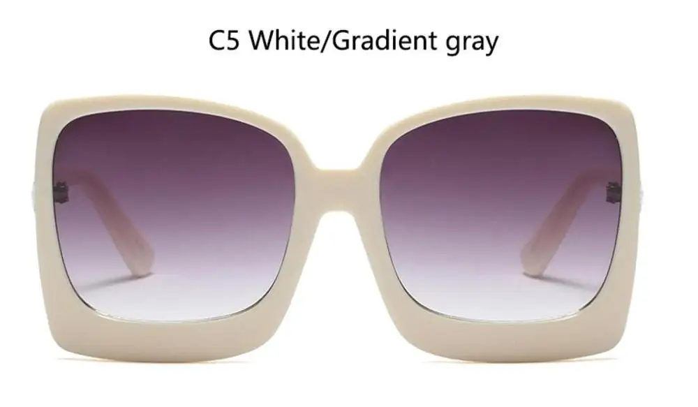c5 white frame Брендовые дизайнерские женские солнцезащитные очки больших размеров с большой оправой, черные квадратные оттенки, Винтажные Солнцезащитные очки для женщин, летние очки UV400 Oculos - Цвет линз: c5 white frame