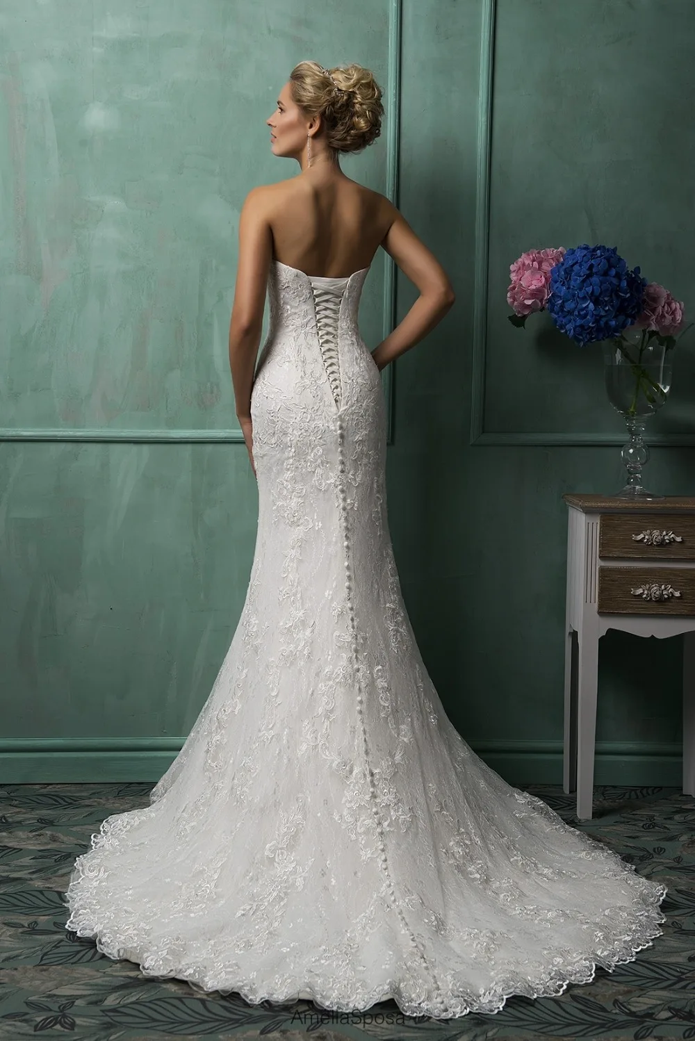 Новый Свадебные платья Русалочки 2017 Robe de mariage без ремешков на шнуровке сзади с