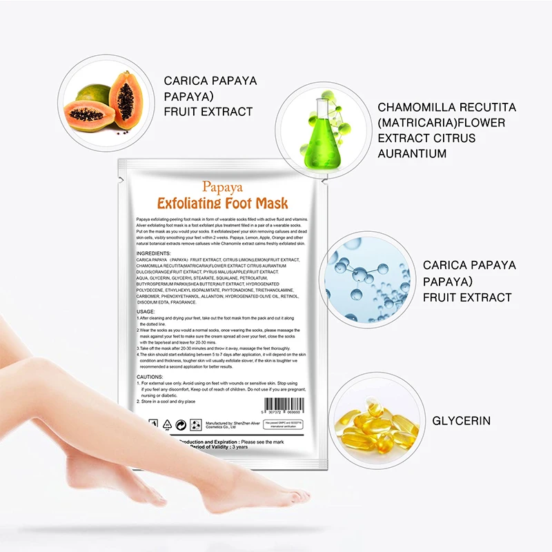 ALIVER Papaya отшелушивающая маска для ног удаляет омертвевшую кожу гладкой ухода за