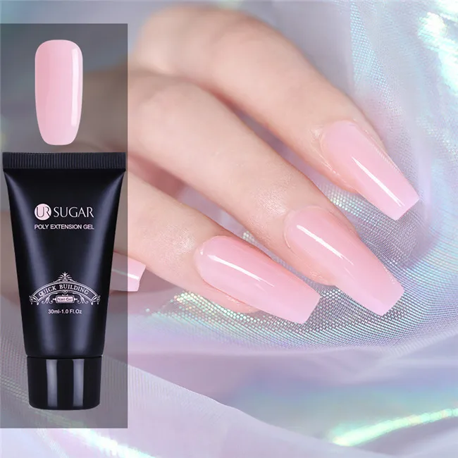 URP02 PEARL PINK UR сахар 30 мл поли Гель-лак для ногтей, Наборы нейл-арта акриловый гель для маникюра прозрачный Цвет пряди с креплением на кератиновых пластинах формы с украшением в виде кристаллов УФ строительный гель кисти гель-структурообразователь - Цвет: URP02 PEARL PINK