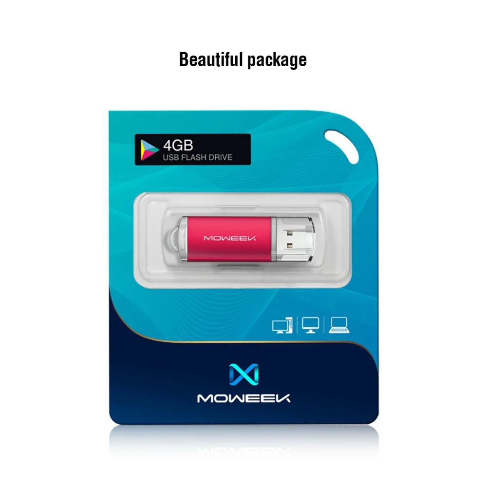 Moweek металлический мини USB флеш-накопитель цветной USB 2,0 карта памяти 4 ГБ 8 ГБ 16 ГБ 32 ГБ Флешка 64 Гб 128 Гб Водонепроницаемый u-диск в подарок