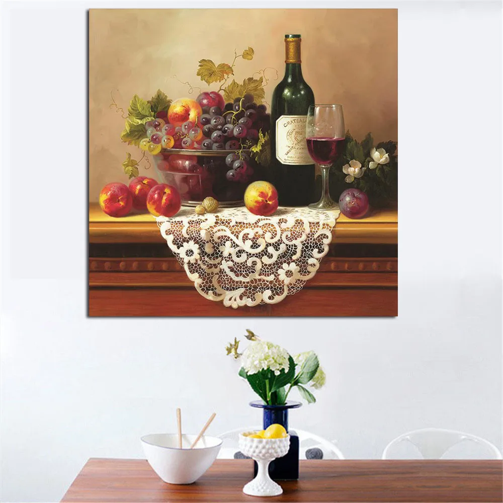 Картина Натюрморт картина маслом с фруктами и вином напечатанная на холсте hd
