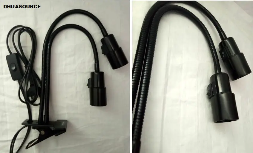 Double head lamp clamp 360 degrees clip light holder Universal with three switch | Освещение