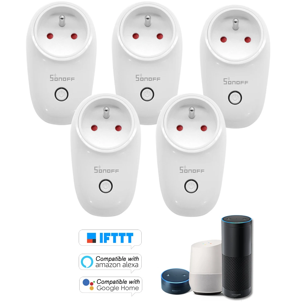 5PCS Type E 3 шт. SONOFF S26 ITEAD Wifi умная розетка беспроводной пульт дистанционного управления зарядный адаптер умный дом штекер US/UK/CN/AU/EU Тип E/F Alexa - Цвет: 5PCS Type E
