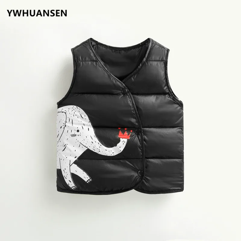 YWHUANSEN осенний пуховый хлопковый жилет для девочек милый детский со слоном теплая