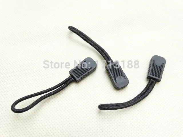 

50pcs Black Zipper Pulls Cord Rope Ends Lock Zip Clip Buckle For Clothing/Bags