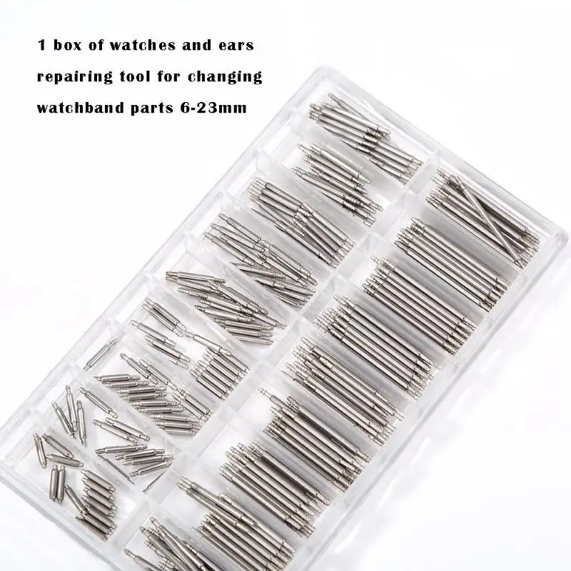 270Pcs 6-23mm Watch parts Spring Bars Strap Link Pins Watch Strap Fixed Axis Surface Shaft Steel Tool Sets Watch Tools