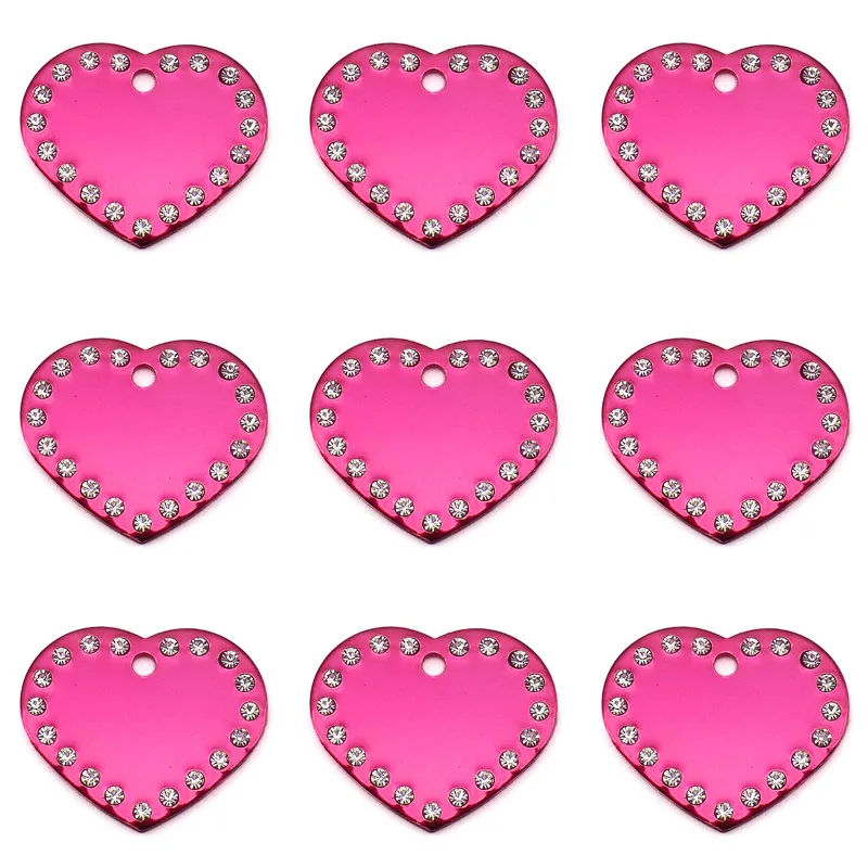 Pink 100 шт/партия значок для собаки персонализированные двойные стороны бриллианты любовь блески различной формы идентификационные бирки выгравированы щенка Имя Адрес анти - Цвет: Pink
