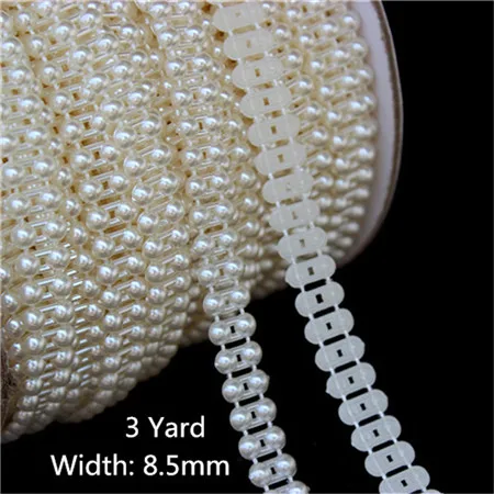 Micui 1-5yard мульти-размер ABS имитация жемчуга бисер цепь отделка для DIY свадебное платье костюм с аппликацией аксессуары для рукоделия - Цвет: 8.5mm  3yard