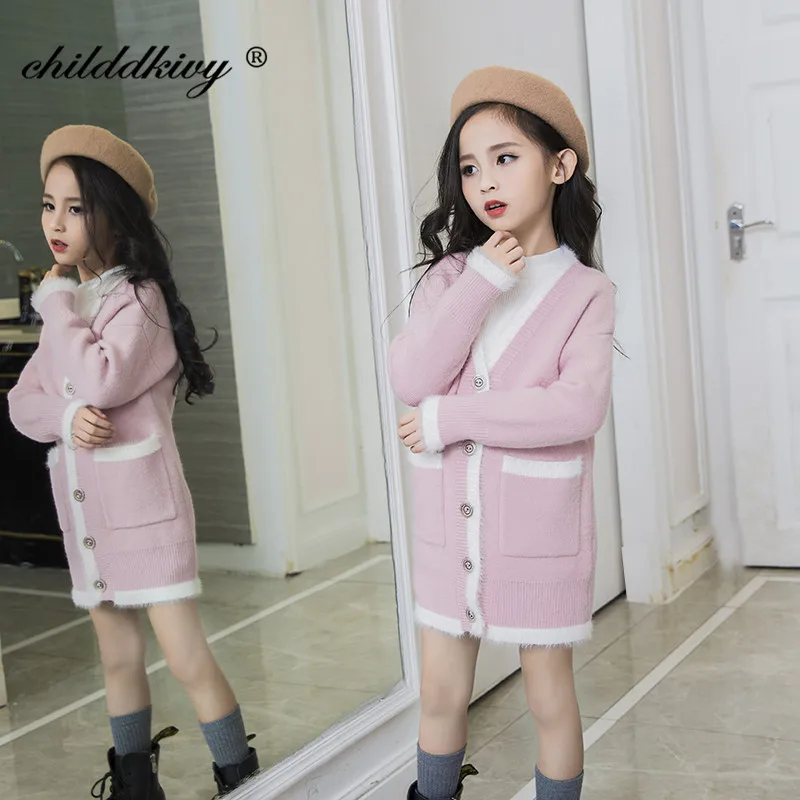 High Quality Children Cardigans 4-14Years Girls Knitted Coat Autumn Baby Sweaters Kids Fashion Long Sleeve Outerwear | Мать и ребенок