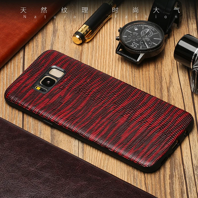 Чехол из натуральной кожи для телефона Samsung S7 S8 S9 Plus Ящерица Текстура Мягкий чехол