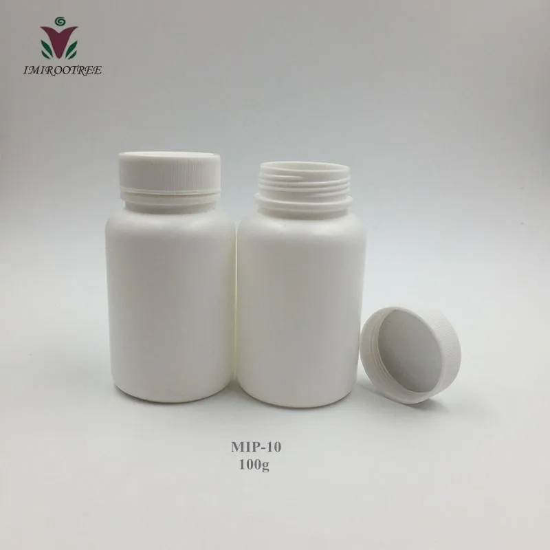 white with screw cap 50 шт 100 мл 100cc 100g чистые пустые Медицинские капсулы для лекарств, порошковые бутылки - Цвет: white with screw cap