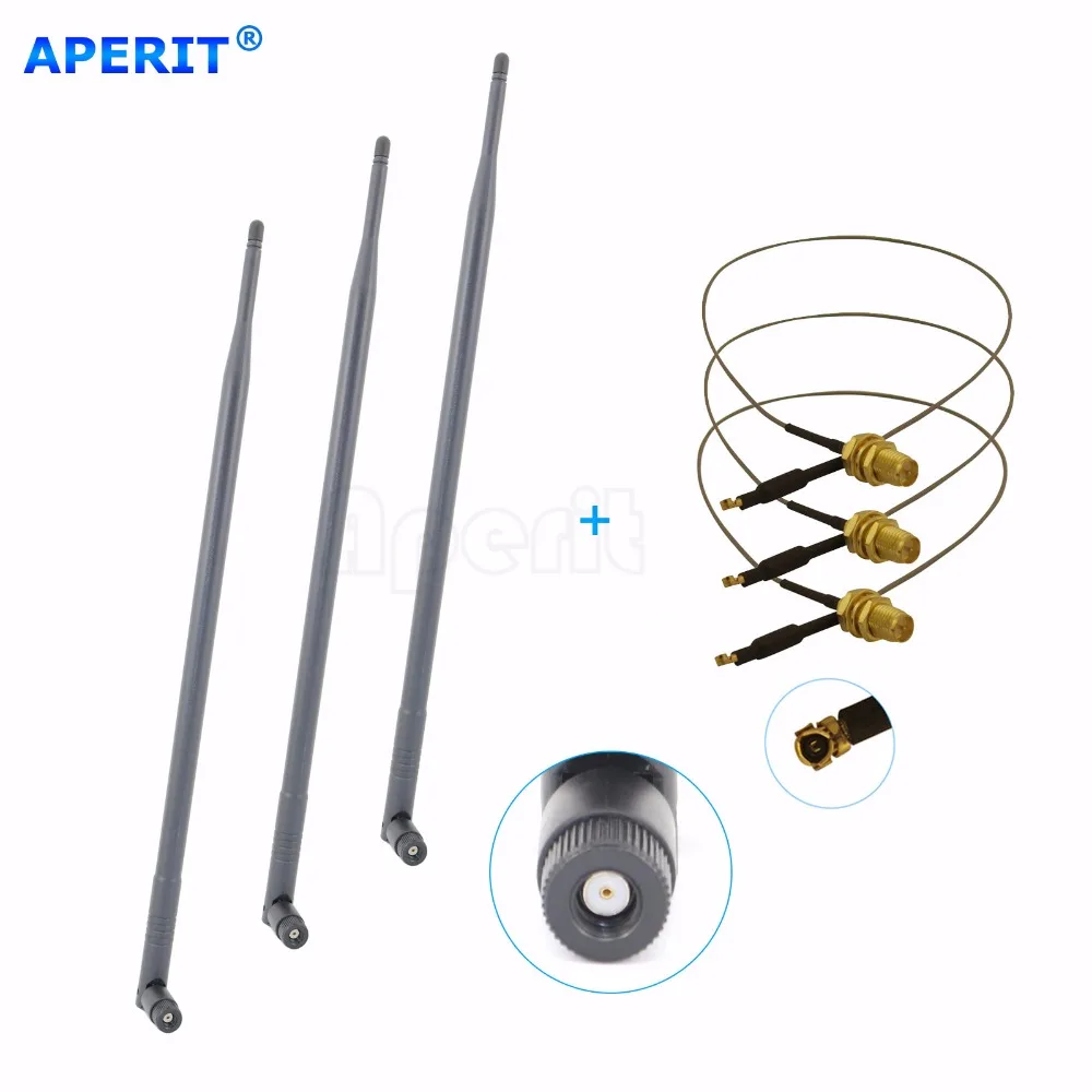 Aperit 3 9dBi RP-SMA 2.4 5.8 ГГц Wi-Fi антенны + U. FL кабели mod kit для Buffalo WZR-HP-G450H | Мобильные