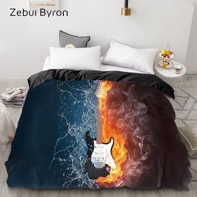 

3D HD Digital Print Custom Duvet Cover,Comforter/Quilt/Blanket case Black Music guitar,Bedding 220x240/200x200/Queen/King