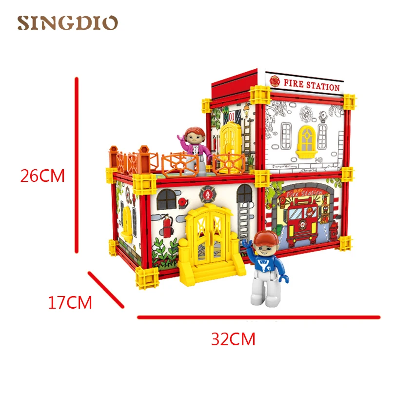 New City House DIY Puzzle assembling building small Fire Station Firemen Model toy handmade toys Birthday gifts Christmas | Игрушки и