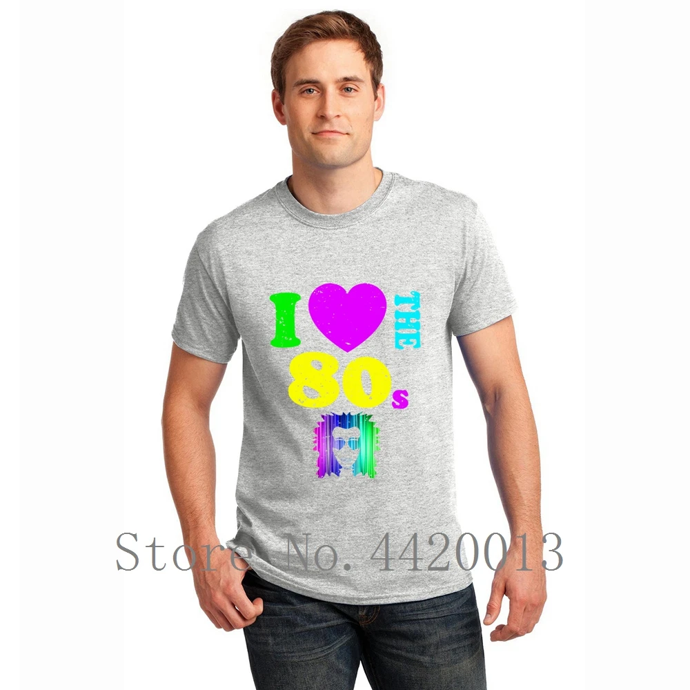 personalized tee shirt Crew Neck i love the 80sneon punk rocker glowing Original Spring Autumn Novelty Pop Top Tee t men Мужская