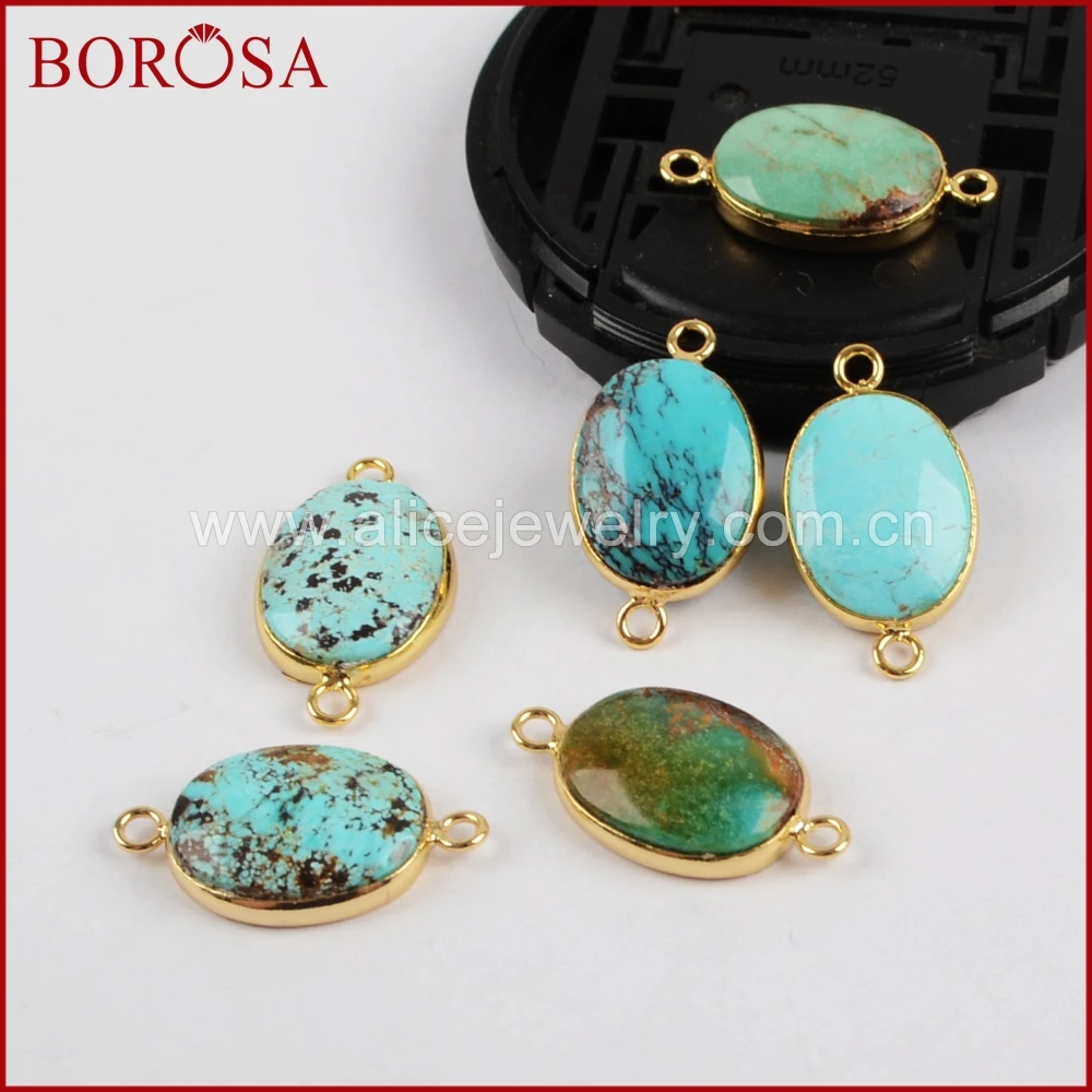 BOROSA 10 шт. Овальный Золотой цвет натуральная бирюза Druzy инструменты для