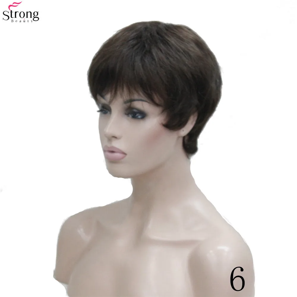 StrongBeauty женские парики коричневый/Блонд микс короткий прямой натуральный синтетический парик