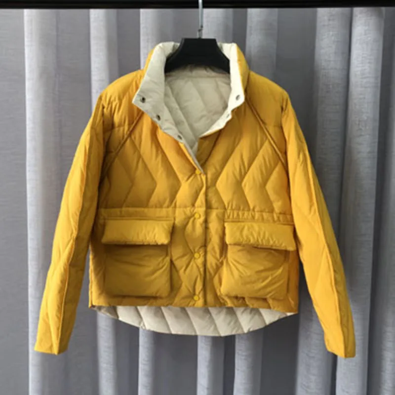 Женский зимний пуховик большого размера тонкое теплое хлопковое пальто в