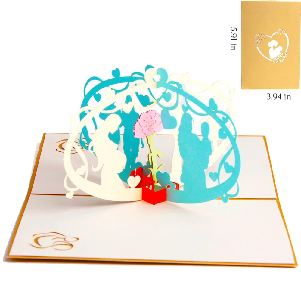 3D pop up День матери открытки Love MoM (Я люблю маму) Подарки Спасибо поздравительные