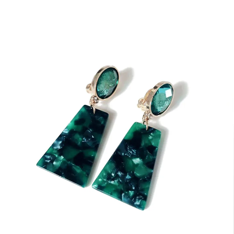 Геометрические серьги нового дизайна полимерные желтые зеленые легкие милые