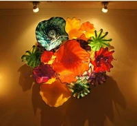 style 100 hand blown murano glass hanging plates wall art flower color for hotel wall decoration