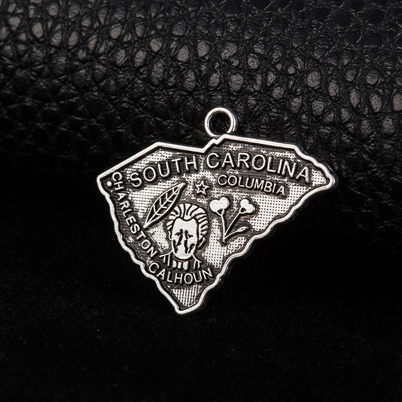 Серебряные подвески в виде карты Южной Каролины Ювелирное Украшение браслет