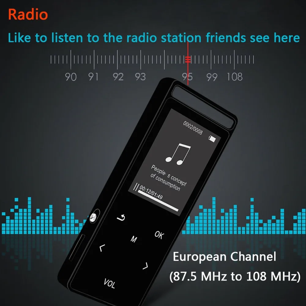 16 Гб Bluetooth HiFi MP3 музыкальный плеер сенсорный экран с 50 часов воспроизведения аудио