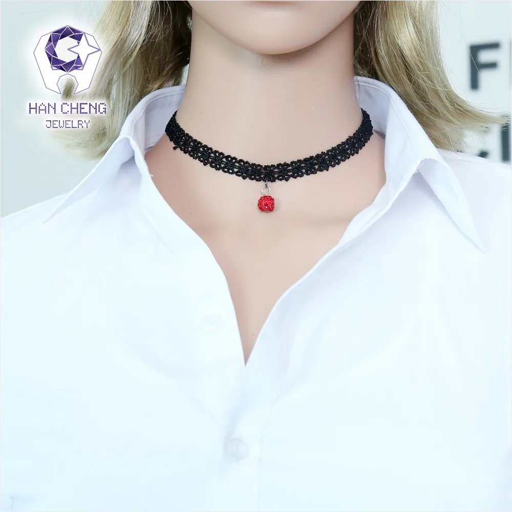 HanCheng Новая мода летняя кружевная лента горный хрусталь подвеска Колье женское