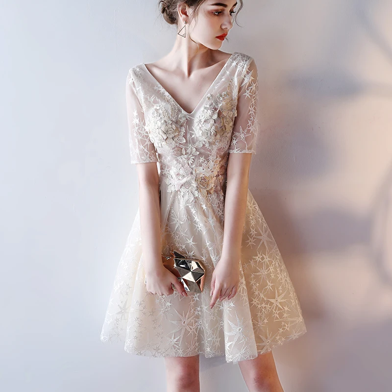 Женское вечернее платье кружевное с треугольным вырезом и цветочной вышивкой|robe