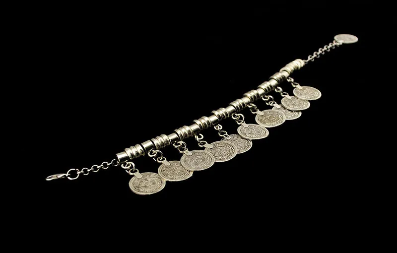 Цыганский винтажный цветной браслет для монет Регулируемый ручной работы