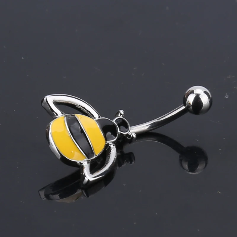 Насекомых кулон Нержавеющая сталь бар пуговица в форме листа пупка Кольца