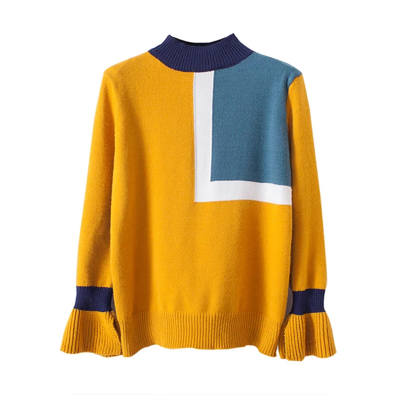 Свитера с высоким воротом длинным рукавом короткие пуловеры рукавом-бабочкой