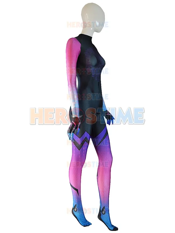 Free Shipping 2017 Printing Sombra d.va Costume Undersuit Girl Cosplay Game Superhero Spandex Zentai Catsuit |