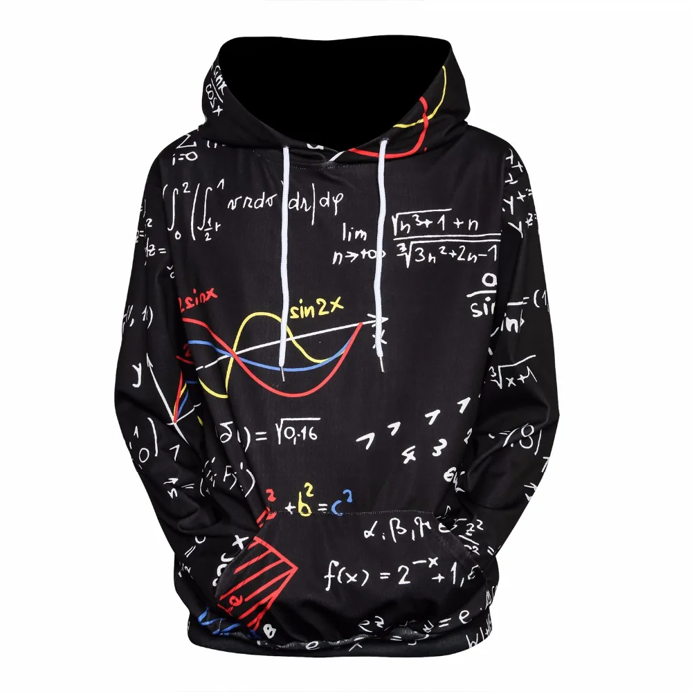 

Взрывные модели 3D печать с капюшоном математическая формула узор Студенческая Толстовка с длинным рукавом