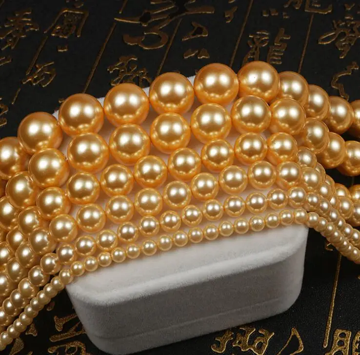 Оптовая продажа естественных цветных шаров раковины 3 16 мм Золотой корпус|Бусины|