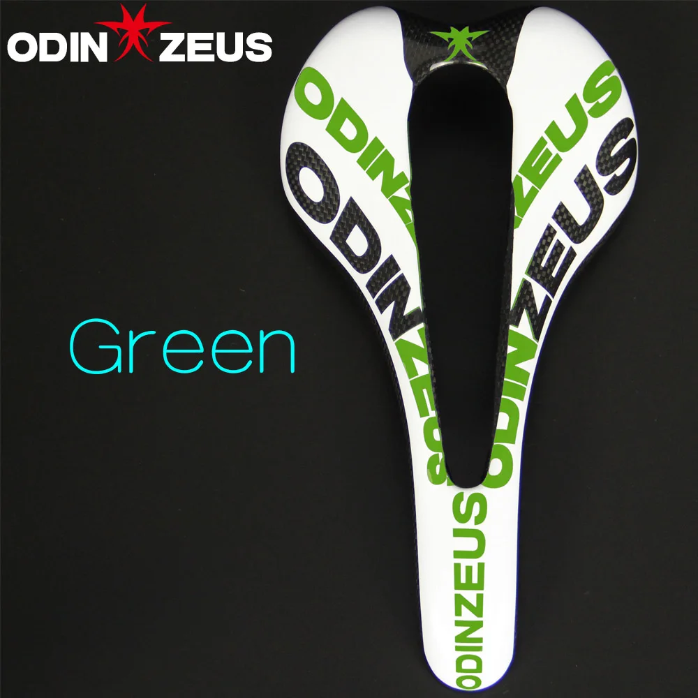 Gloss green OdinZeus горячая Распродажа новейшее красочное высокоуровневое горное велосипедное седло полностью из углеродного волокна удобное расширенное седло/дорожное/MTB велосипедное седло - Цвет: Gloss green