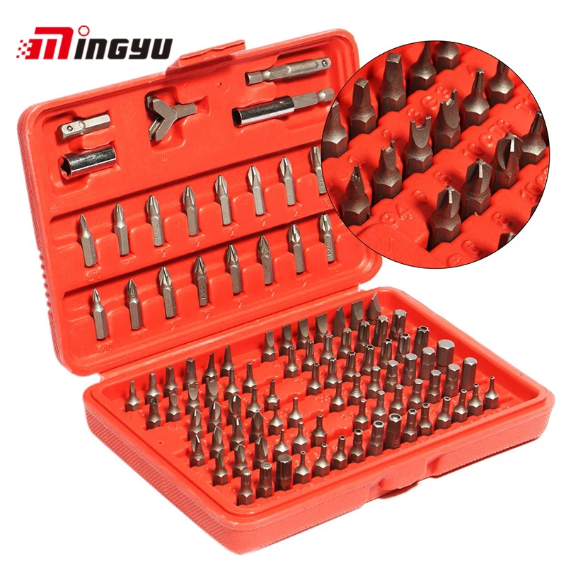 100PCS Screwdriver Bit Set CRV Power Tools Drill Bits Slotted Phillips Hex Torx Chrome Security With Socket Adaptor | Инструменты