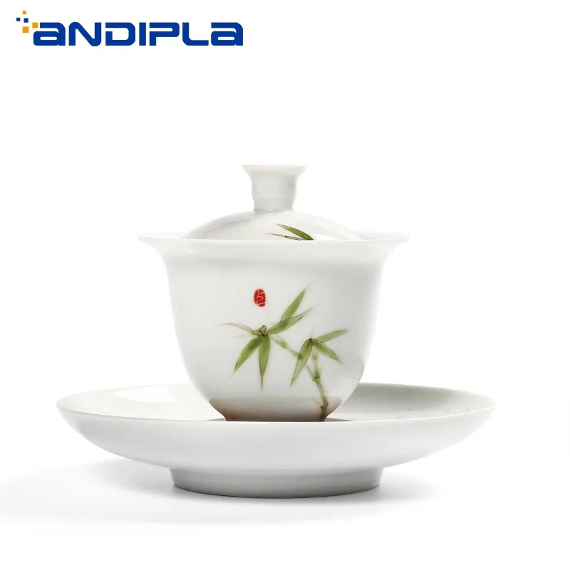200 мл японский белый фарфор Ручная роспись бамбук Gaiwan керамический чайный набор