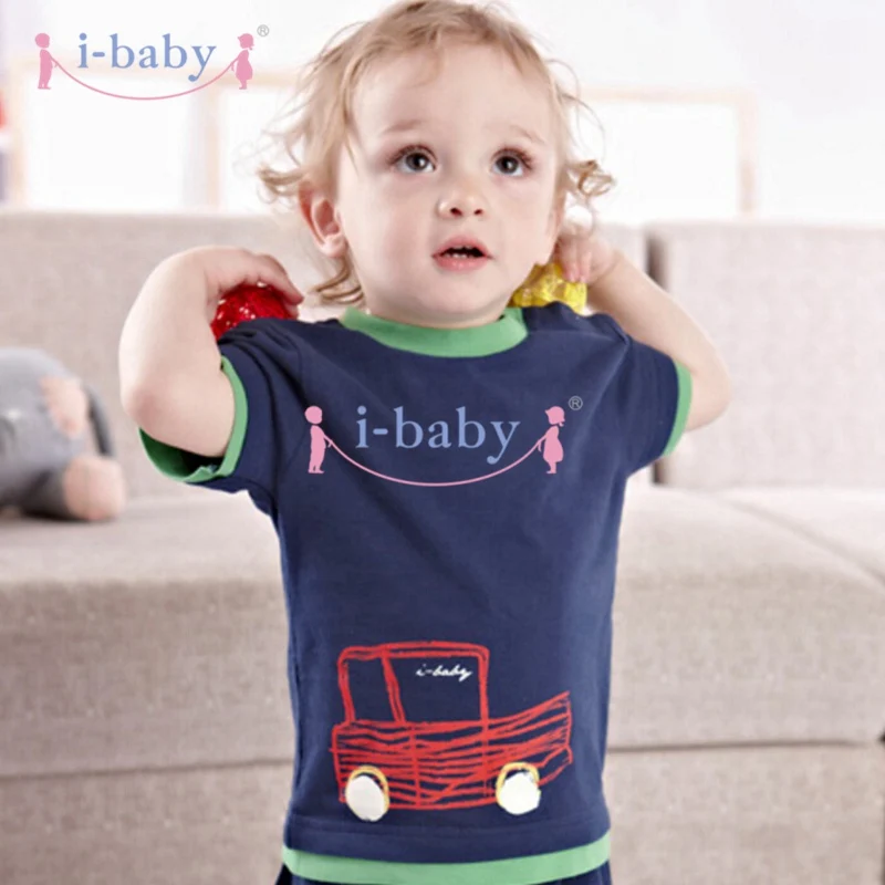 i-baby Baby Clothes Newborn Infant T-shirt Boy Girl 100% Cotton Tees Short Sleeve Kids Cartoon T-Shirts Clothing Navy Green | Детская