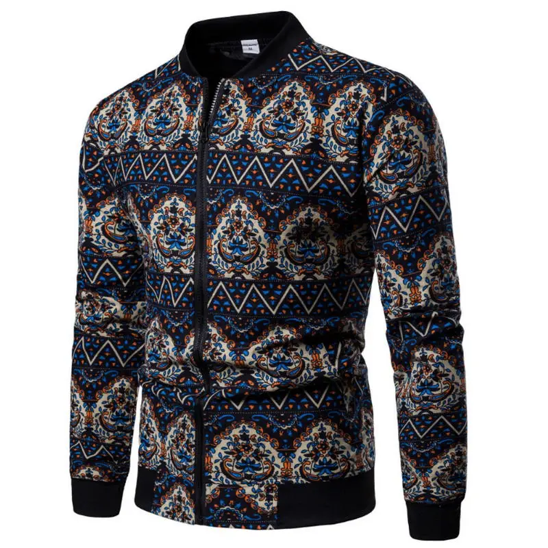 Мужская приталенная куртка бомбер Повседневная ветровка с принтом весна осень