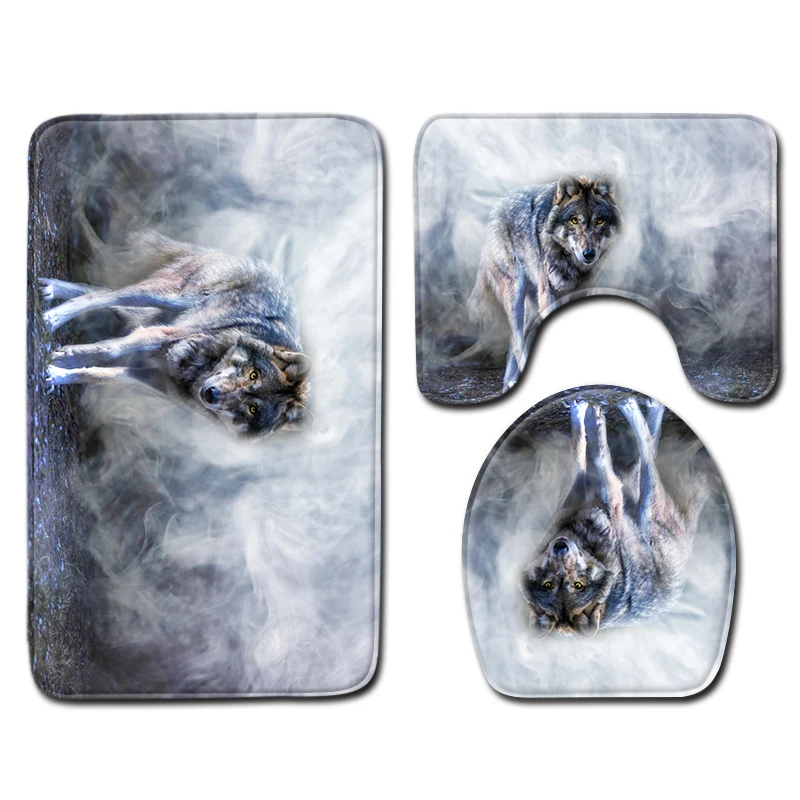Скандинавский 3D волчий узор ванная комната Душ коврик для ванной крышка унитаза
