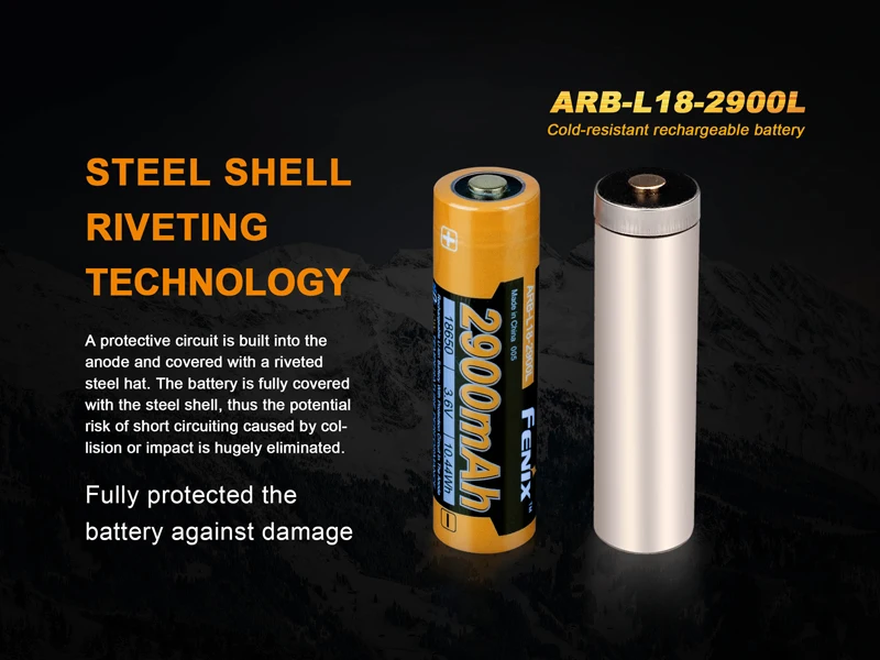Fenix ARB-L18-2900L 2900 мАч морозостойкая аккумуляторная батарея для экстремальных условий, таких как ледники, снежные горы