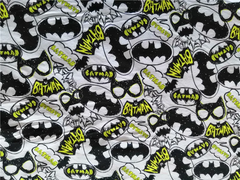 Милый мультфильм Бэтмен печать трикотажная хлопчатобумажная ткань для шитья