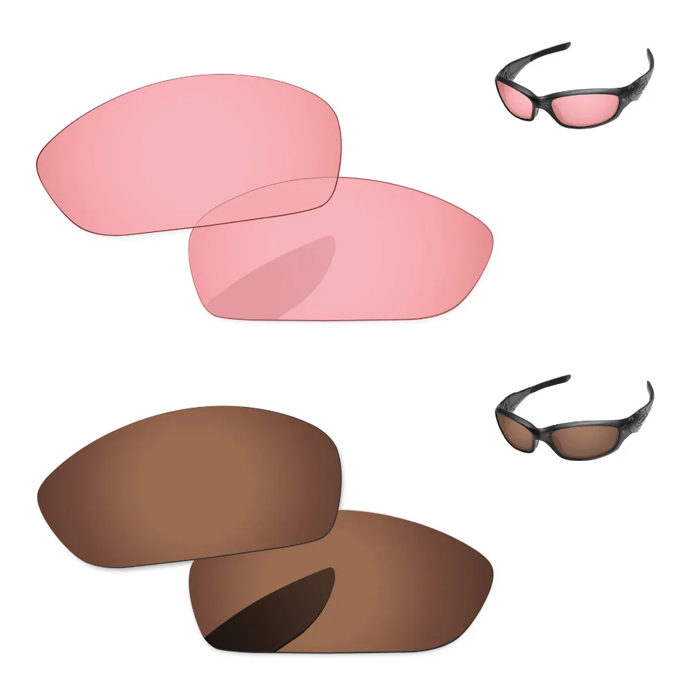 

Медный коричневый и кристально-розовый 2 пары сменных линз для прямой куртки 2007 солнцезащитные очки оправа 100% UVA & UVB защита