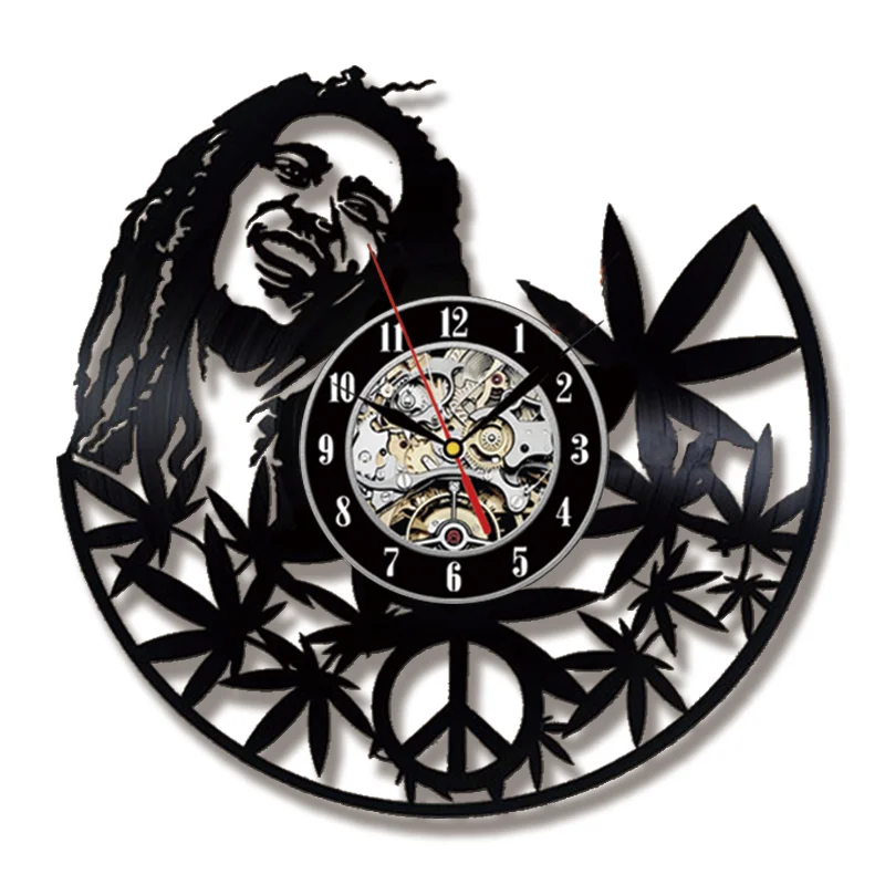Bob Marley 3D настенные часы современный дизайн для гостиной классический винтажный виниловый рекорд часы настенные часы искусство украшение дома 12 дюймов