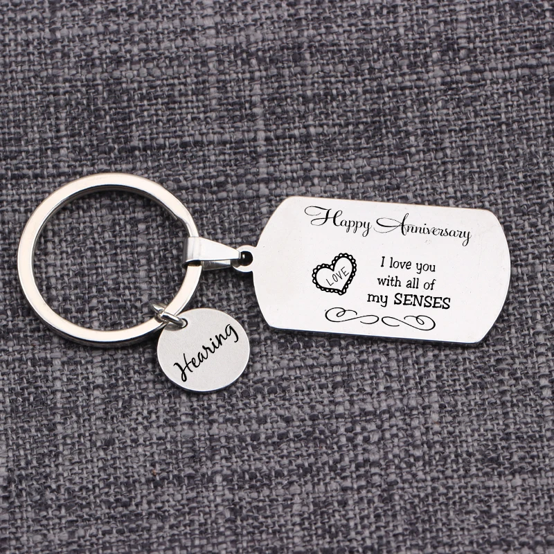 Совместные брелоки I Love You With All Of My Senses Pendant Keyrings Keytags Smell Touch Taste Sight Hearing Five Gift.