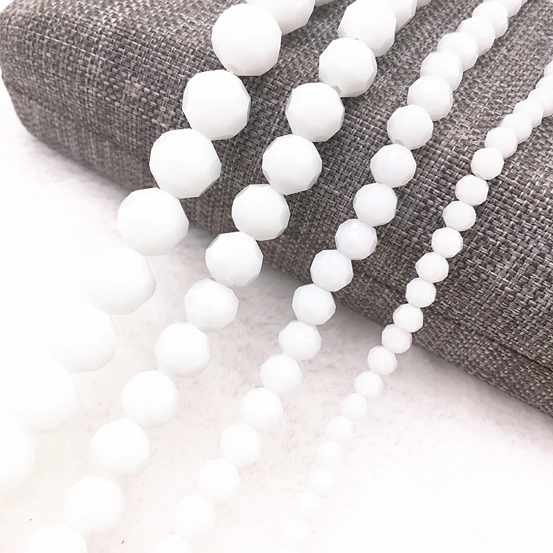 

4/6/8/10mm White 32 Faceted Austria Transparent Faceted Crystal Ball Beads Spacer Beads for Necklace and DIY Bracelet Making #01