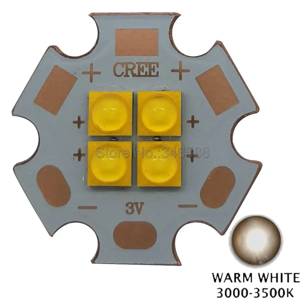 20 Вт Cree XTE XT-E 4 светодиода 4 чип светодиодный излучатель светильник 3 В/6 в/12 в белый/теплый белый/нейтральный белый/450nm на 20 мм медной печатной плате - Испускаемый цвет: Warm White 3000K